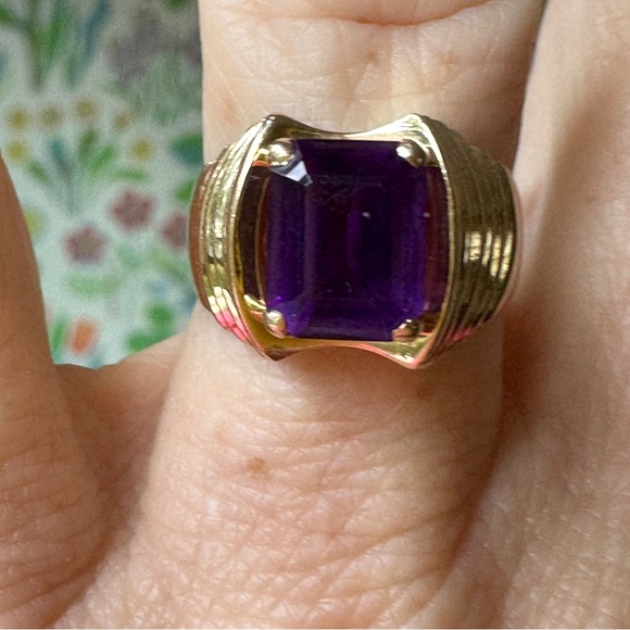 Mid-century modern 14 karat amethyst ring 6.75 size - Picture 4 of 9